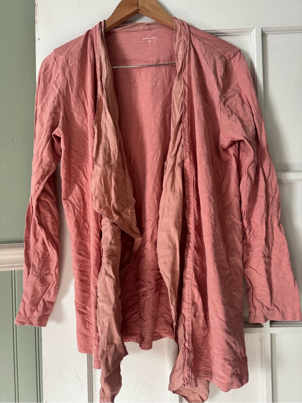 Garnet Hill Dusty Rose Open-Front Lightweight Draped Cardigan